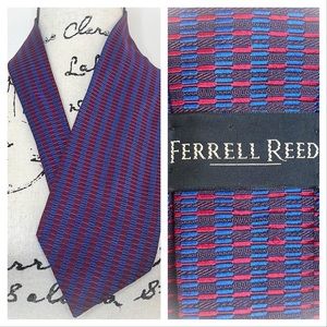 😎Very Handsome Red & Blue Ferrell Reed Mens Silk Tie😎